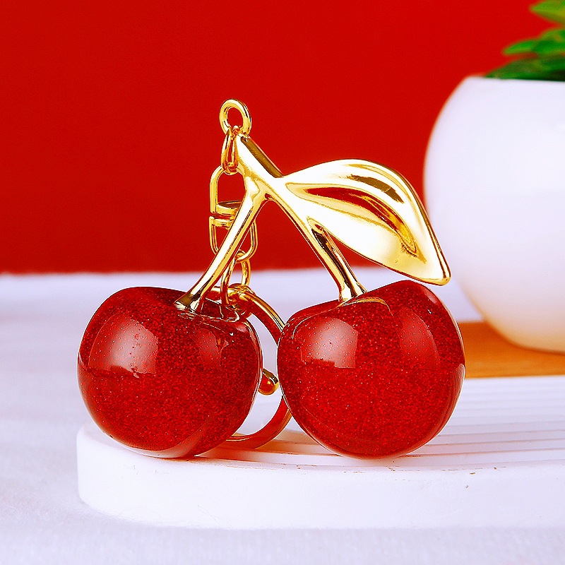 Creativo lindo diamante fruta pequeño limón llavero del coche bolso de las mujeres colgante de metal llavero anillo de regalo de dibujos animados