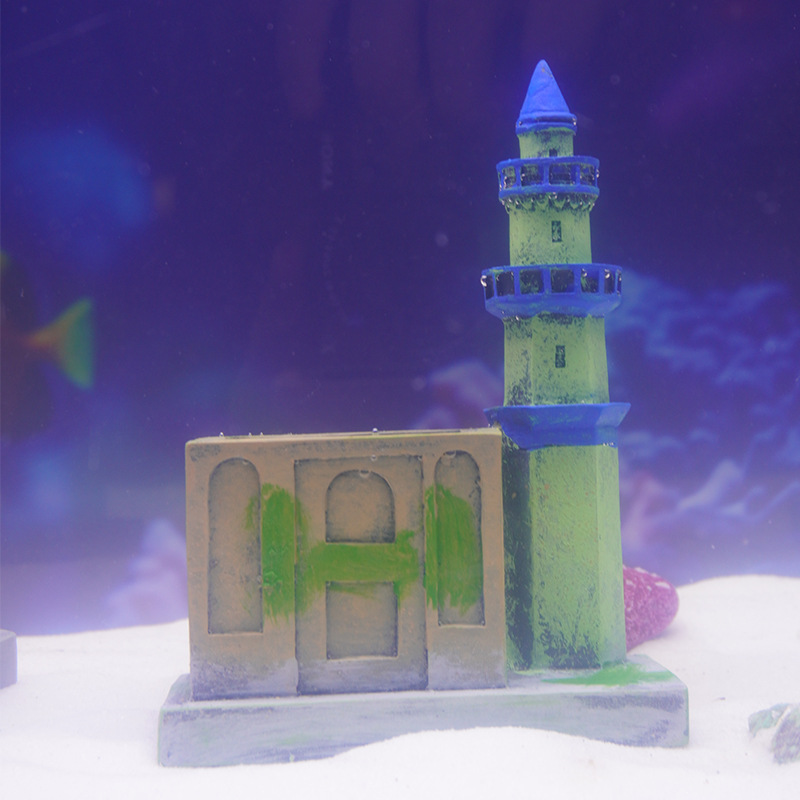Resina barco faro pecera micro artesanía de paisajismo mirador torre de vigilancia torre de paisaje Torre escritorio adornos creativos