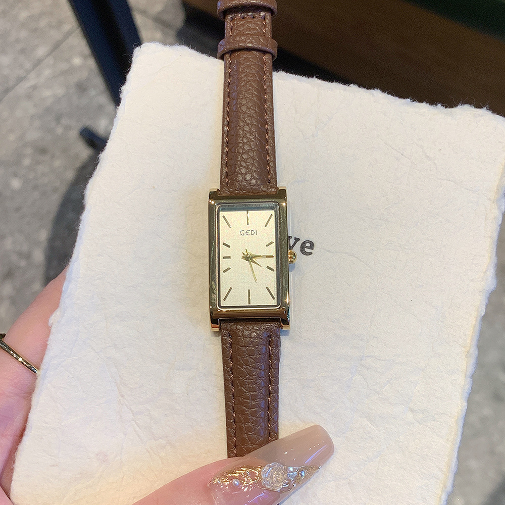 Goldie Watch New Style Antique Simple Rectangular Retro Gold Ankora Red Women's Watch Belt Quartz Watch
