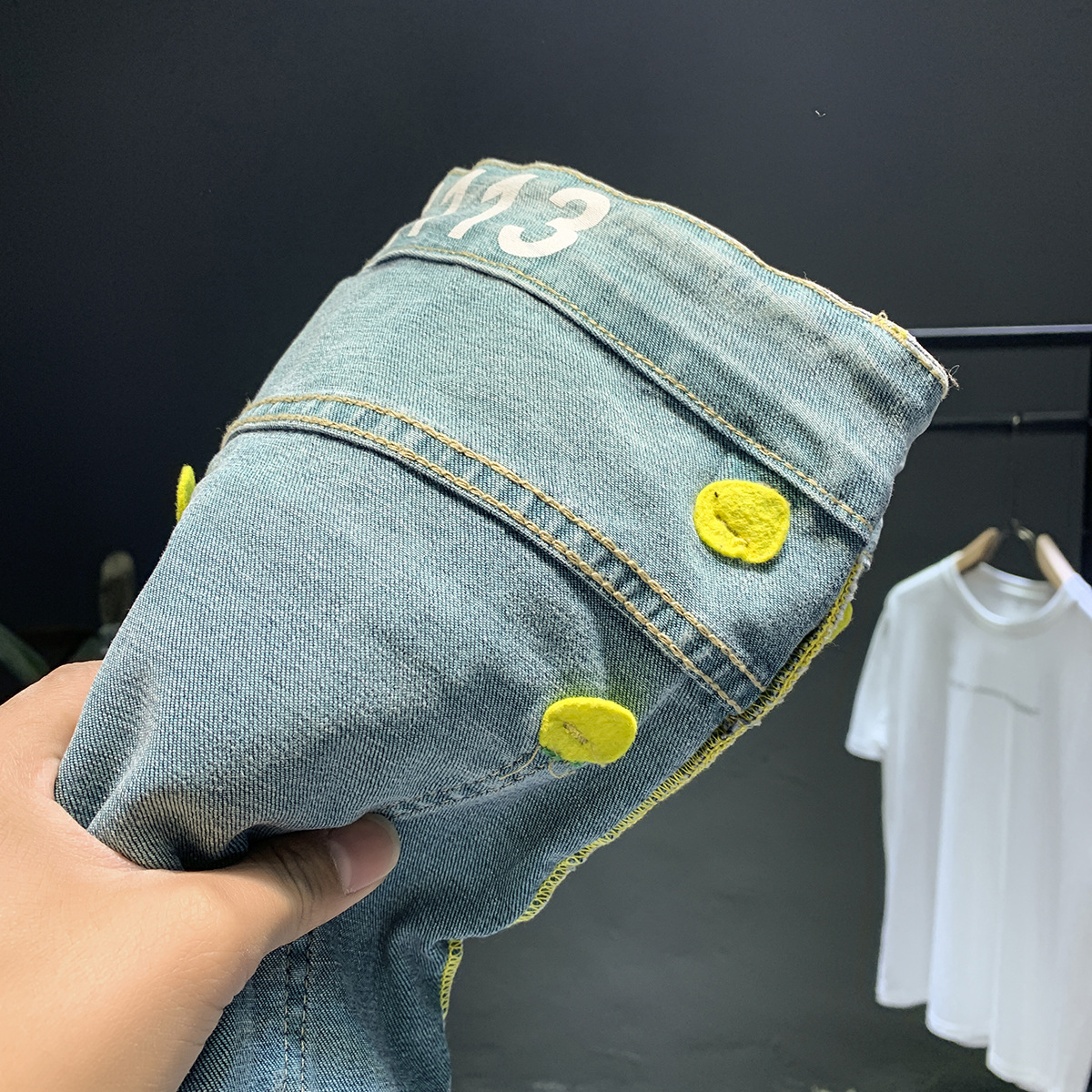 Jean délavé haut de gamme pour hommes, nouvelle marque tendance, élastique, fuselé, polyvalent, coupe ajustée, épais, printemps et automne_voghion.com