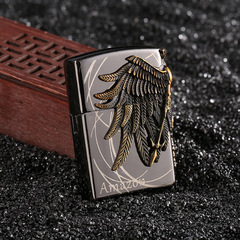 One piece drop shipping live broadcast with goods Internet celebrity personalized creative stamp zinc alloy grinding wheel windproof kerosene lighter