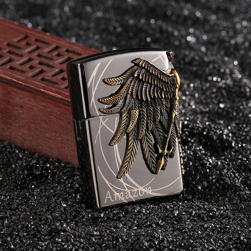 One piece drop shipping live broadcast with goods Internet celebrity personalized creative stamp zinc alloy grinding wheel windproof kerosene lighter