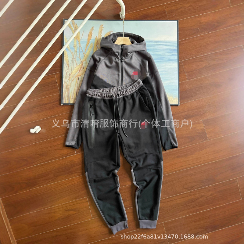男子跨境耐钩子运动宽松训练休闲透气连帽防风针织夹克外套FB7922|undefined