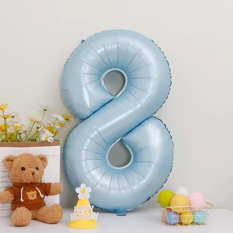 40inch アルミフィルムデジタルバルーン ベビーブルーピンク 女の子の誕生日シーンの装飾 ベビー123歳の誕生日の装飾|undefined