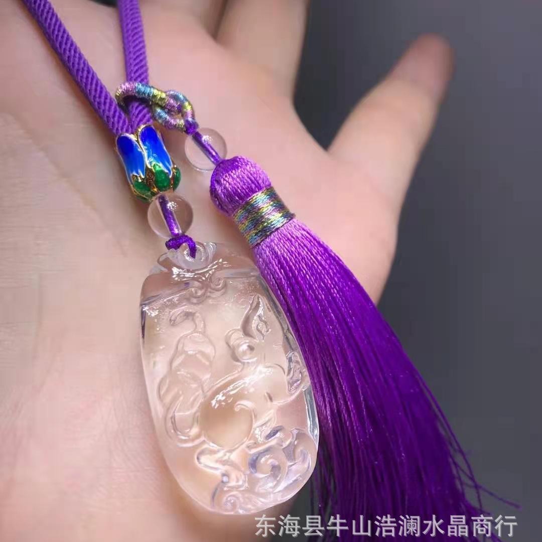 厂家批发天然白水晶老鼠吊坠包挂钥匙挂饰品男女款