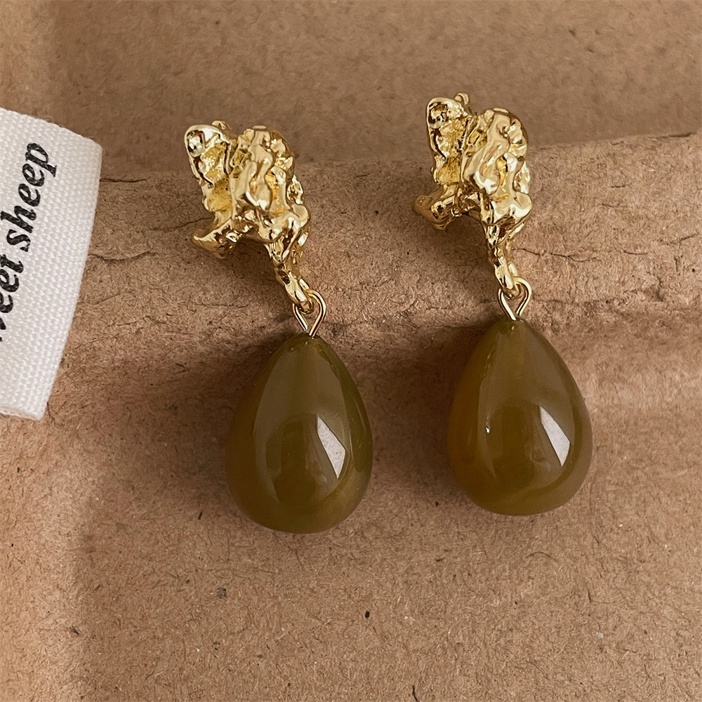 Holiday, Daily Occasion 1 Pair Simple Style Water Droplets Plating Acrylic Resin Drop Earrings