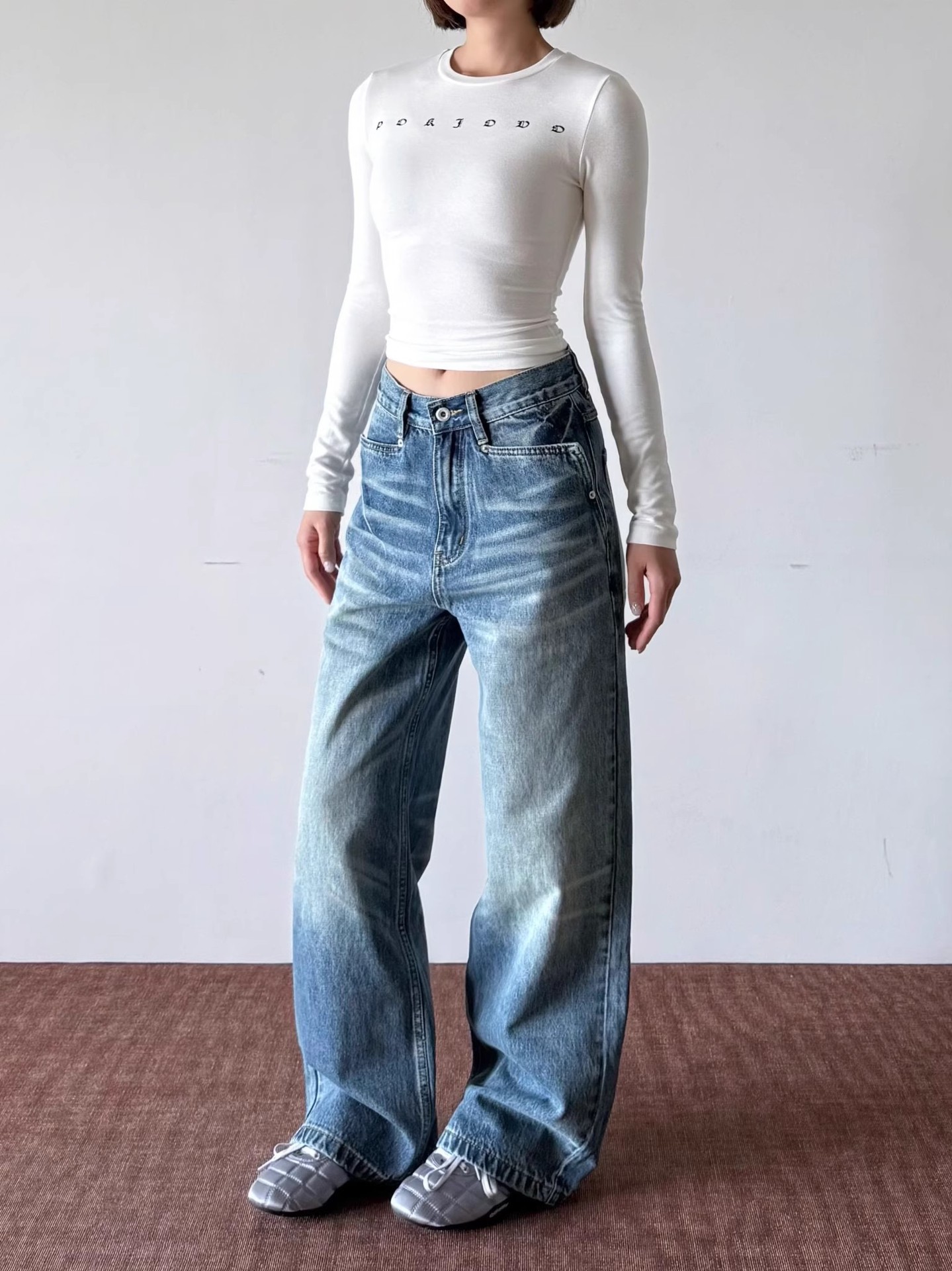 Retro Whiskered Washed Denim Jeans American Style Clean Fit Loose Straight Leg Casual Wide Leg Pants for Men And Women_mkmklike.com