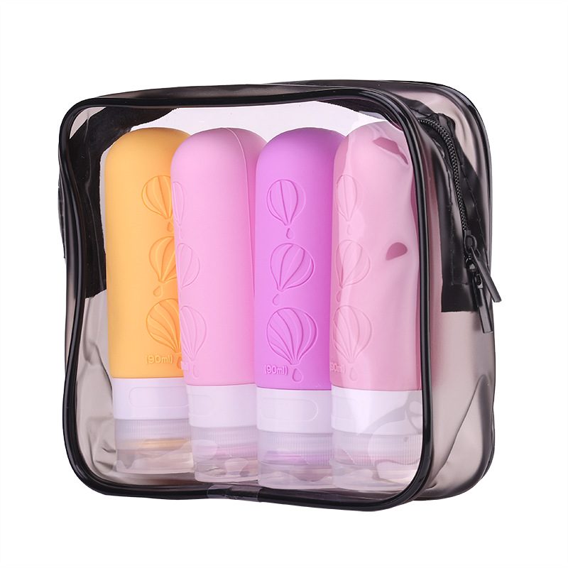 Juego de subembotellado de viaje creativo pequeño de silicona Botella de almacenamiento de silicona con tapa Botella de viaje Tarro de subembotellado