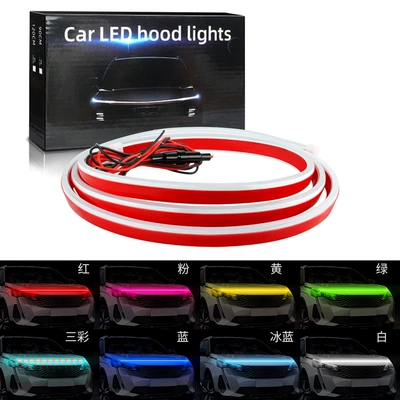 Car Cross-Border Vehicle Start-Up Scan-Through Daytime Running Lights, Hood Lights, Engine Hood Decorative Lights, Grille Led Modification Lights