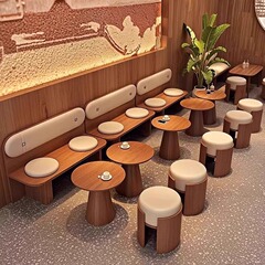 工厂直销咖啡厅奶茶店桌椅组合音乐餐厅西餐厅料理店餐厅靠墙卡座