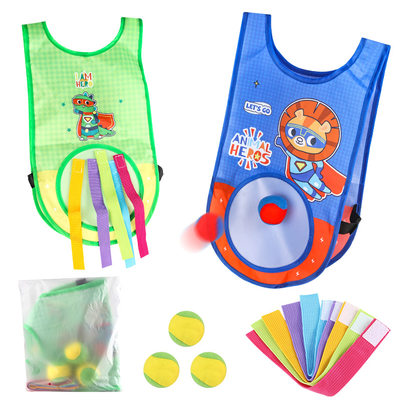 Niños evitan camisetas pegajosas juguetes 2 en 1 juegos chaleco chaleco de jardín de infantes juguetes de pelota pegajosas