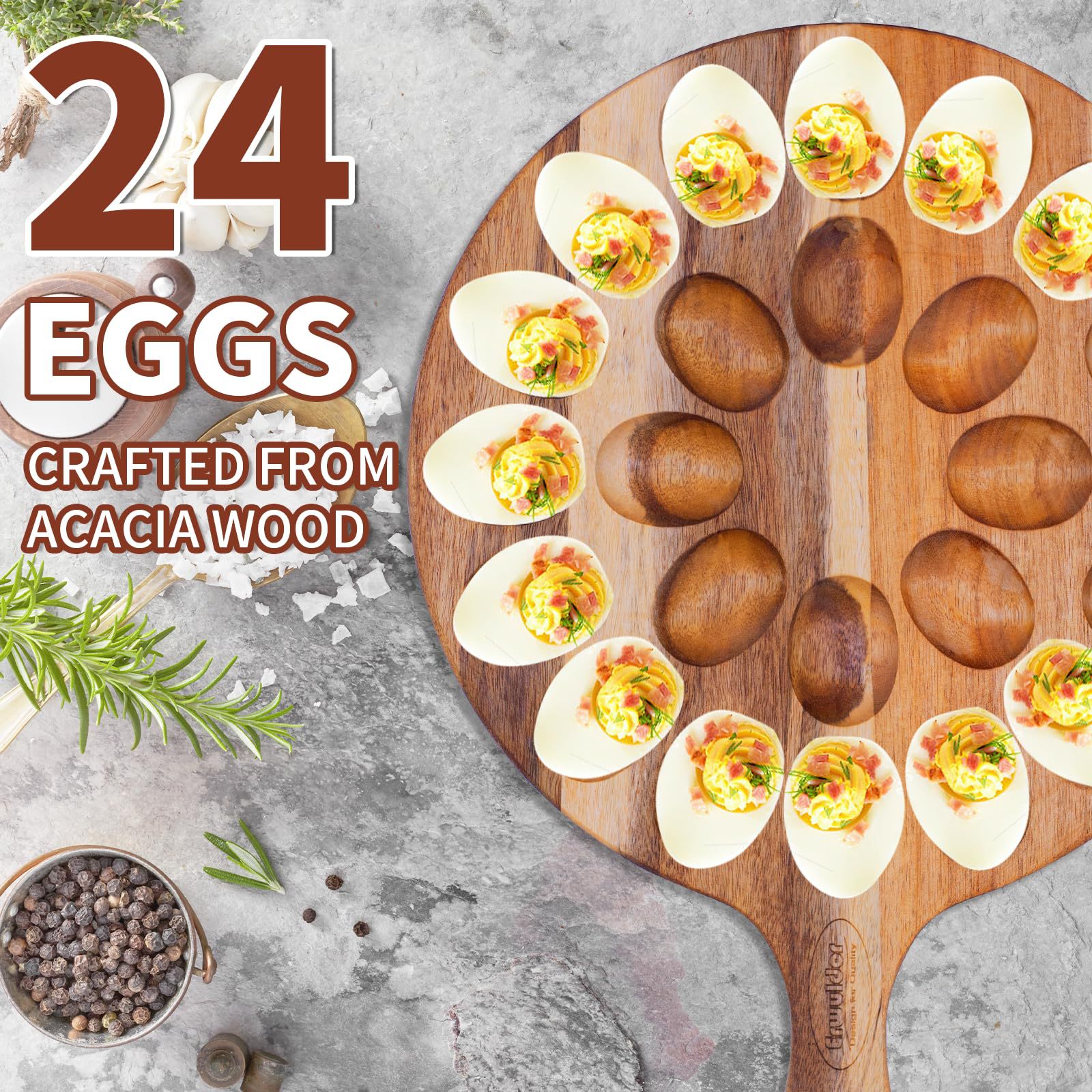 Tray de huevos de madera transfronteriza bandeja de huevos del diablo cocina huevos de patos huevos de madera sólida bandeja de exhibición de doble cara disponible