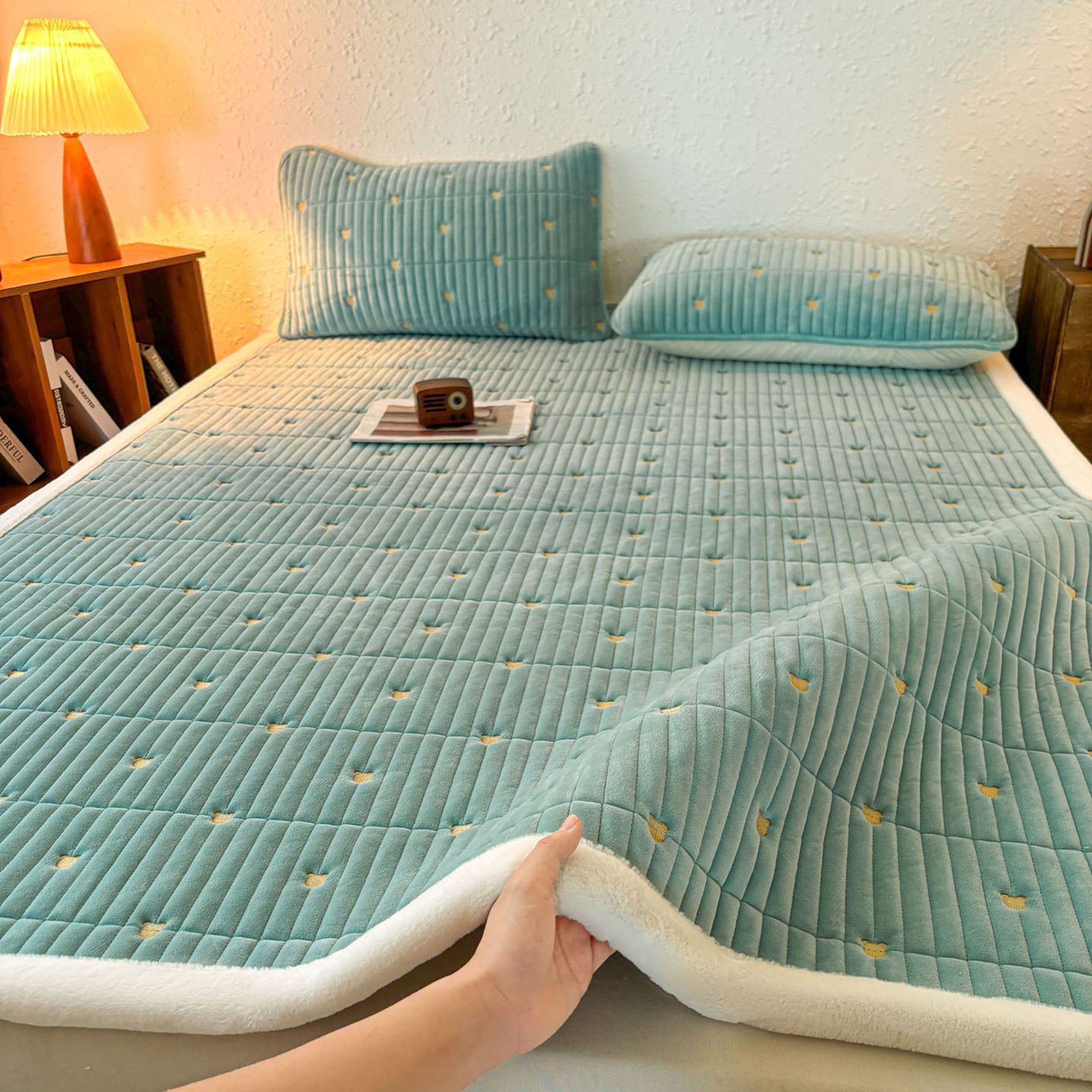 Acolchado hogar dormitorio grueso estofado único estofado de invierno más manta cama