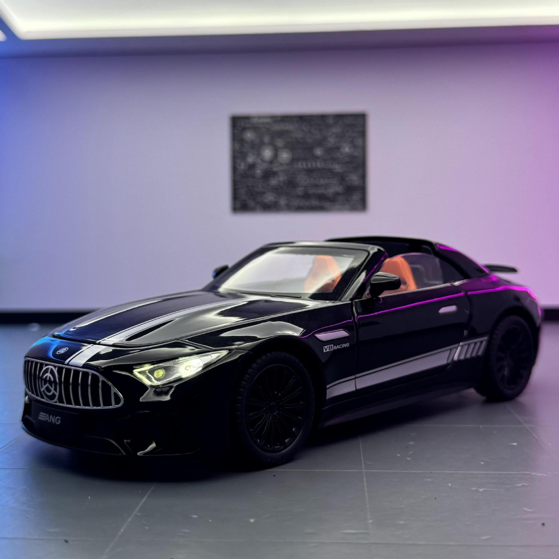 Modelo de coche Jiaye 1:22 Daben SL63 convertible coche deportivo de aleación con sonido y luz de retorno coche de juguete decoración de modelo de sonido