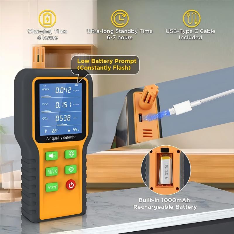 Air Quality Detector Carbon Dioxide Tester Co2 Tvoc Hcho Value Temperature Humidity Detection