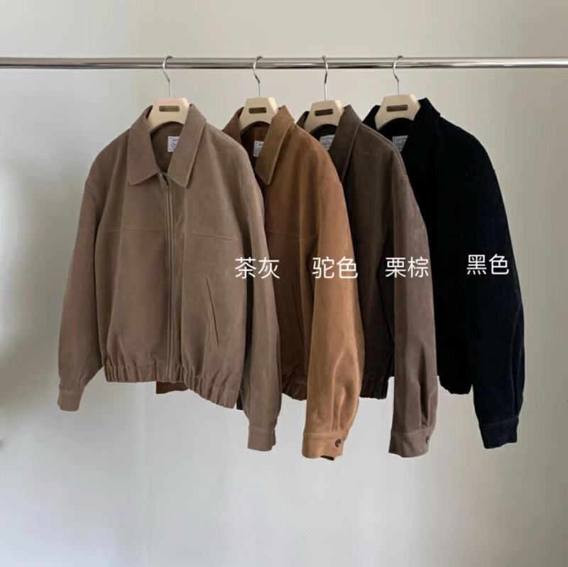 厂家直销尺寸已更新 法式复古感代款拉链皮绒短外套|undefined