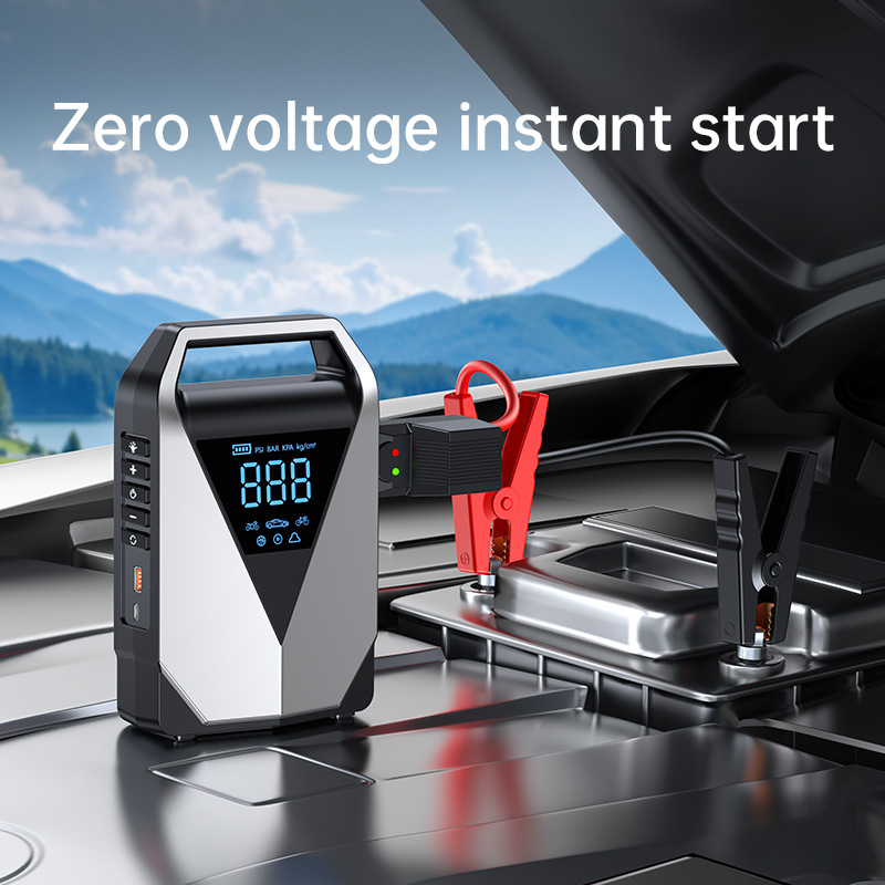 Large-Capacity Ld12 Cross-Border Car Emergency Jump Starter with Built-In Air Pump and Multi-Function Power Bank