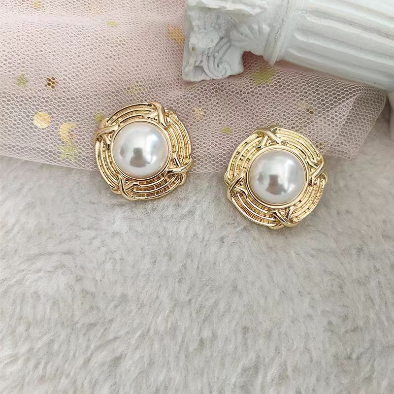 S925银针珍珠圆圈新款唯美风气质时尚耳钉女韩国法式浪漫耳饰潮