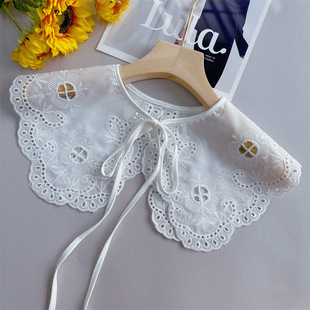 New Japanese Style Sweet Flower Embroider Cut Out Fake Collar Women's Versatile Shirt Collar Doll Collar Lace Fake Collar