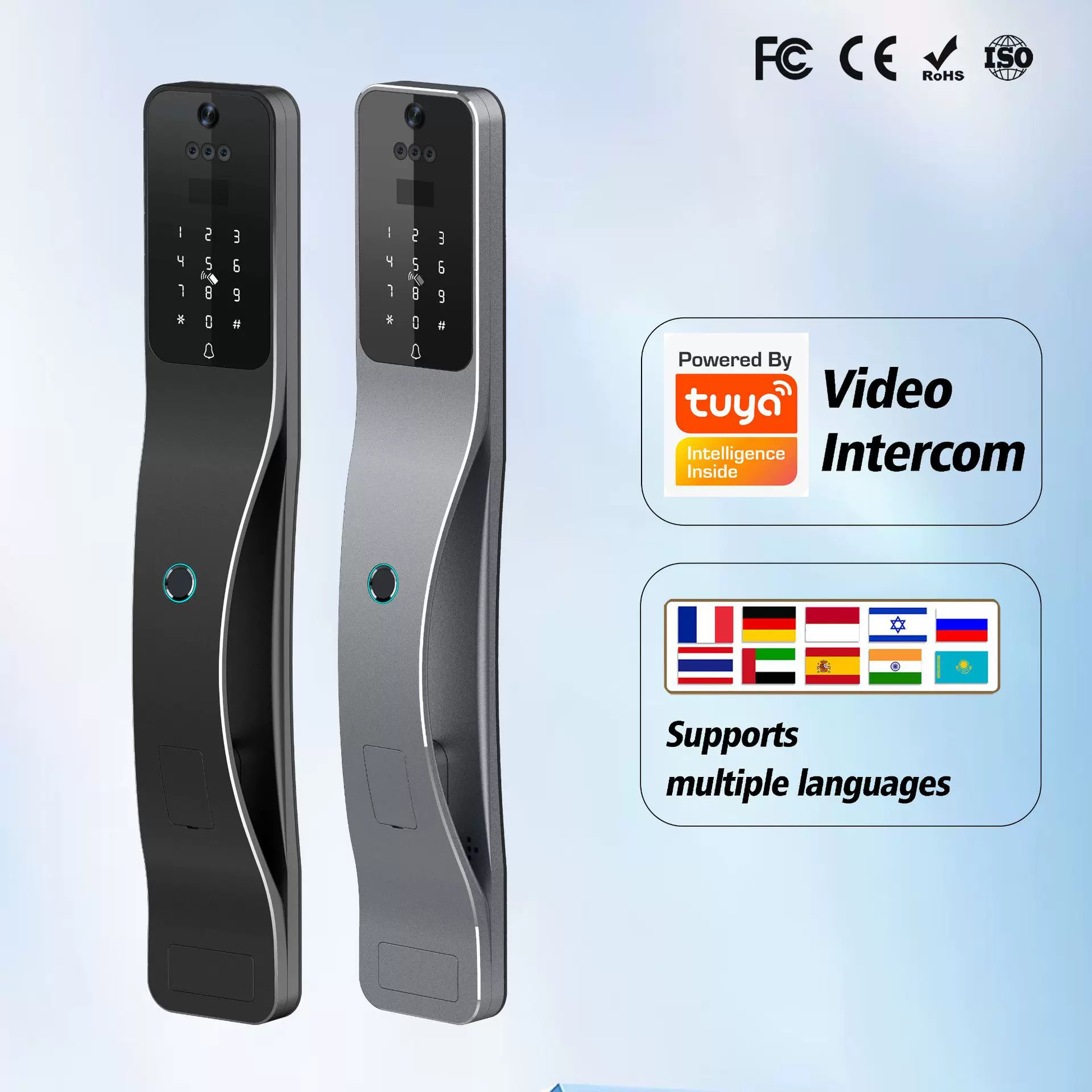 涂鸦WIFI人脸识别密码电子锁CNC视频通话越南语指纹开锁远程控制