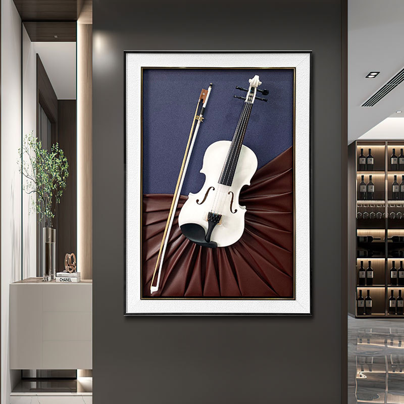 Violín pintura decorativa tridimensional colgando pintura comedor dormitorio música violín arte pintura pasillo sala de estar pintura decorativa