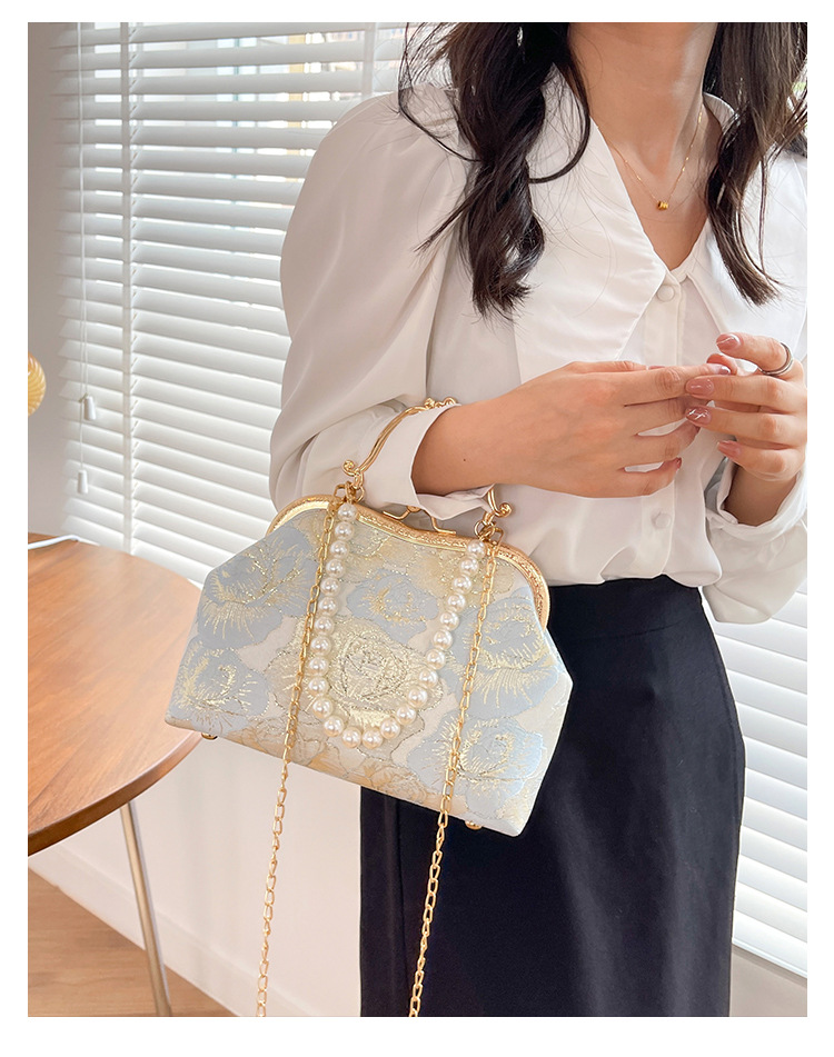 Grouss Kapazitéit Spitzeklammer Damentasch Handtasch Schëllertasch Cheongsam Tasch High-End Kaddo Antik Tasch Perl Handtasch_voghion.com