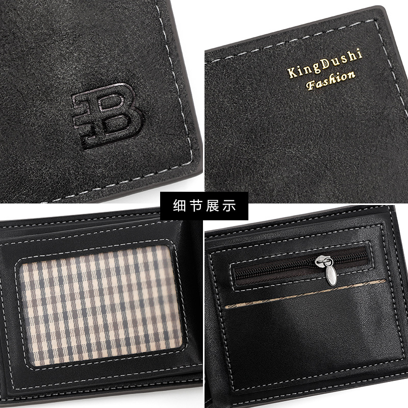 Cartera horizontal corta de los hombres de moda transfronteriza esmerilado monedero de plata retro multifuncional monedero casual multi-Tarjeta comercio exterior