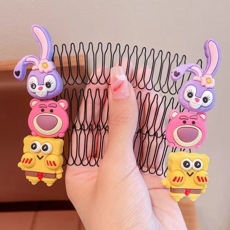 赤ちゃんの切れ毛加工品、子供用特別人気コーム、イチゴクマのヘアピン、女の子用固定加工品、プルヘアコーム|undefined