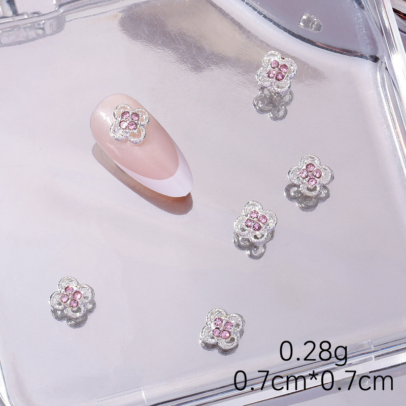爆款蝴蝶结美甲饰品轻奢少女粉钻合金十字架爱心钥匙指甲装饰配件|undefined