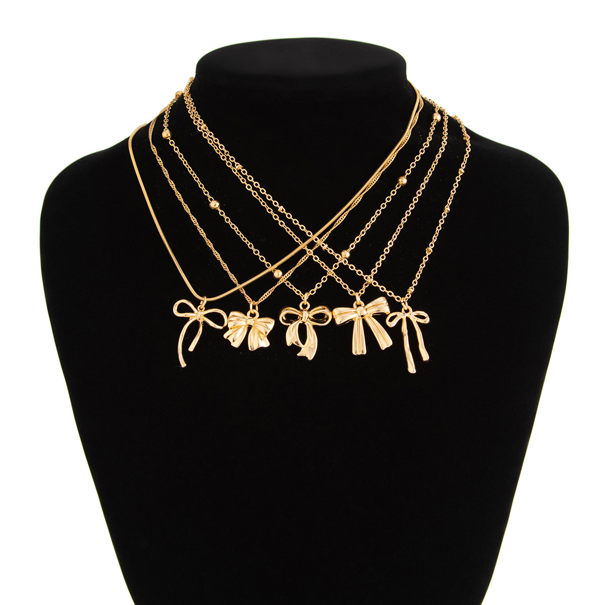 Plating Design Retro Classic Style Bow Knot Alloy Metal Cable Chain Lobster Trigger Clasp Closure Pendant Necklaces Wholesale
