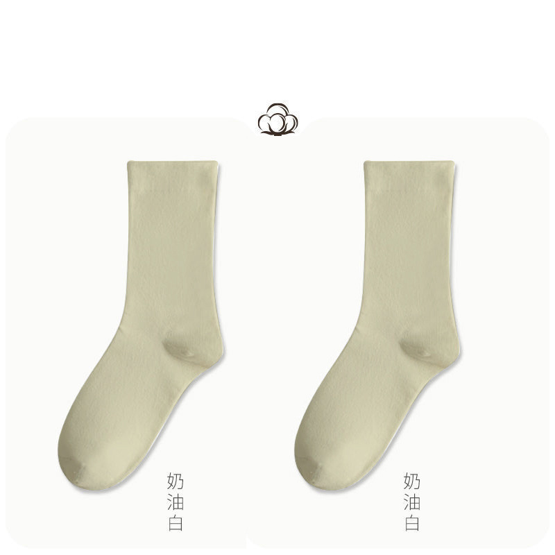 Zhuji socks spring and autumn women's pile socks white moon socks Japanese boneless socks calf socks ladies mid-tube socks