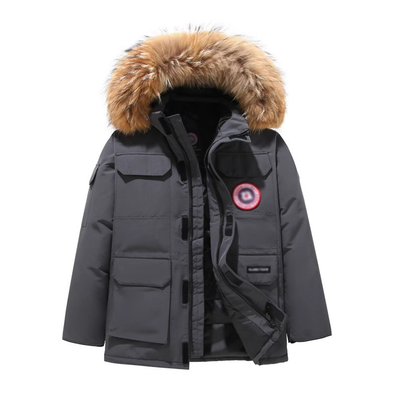 Men's down Jacket for Export, Canada Goose 08 Style, Duck Down, Men's Expedition Workwear, Mid-Length, Over-The-Knee, Thickened