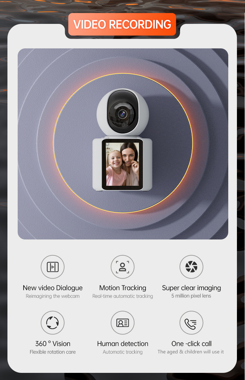 Video Surveillance Camera One-Click Call Two-Way Communication Home Elderly Child Care Monitor_voghion.com