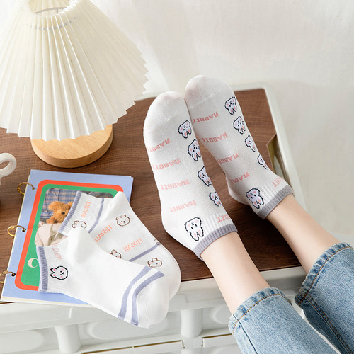 Spring New Women's Socks Korean Style Ins Wind Trendy Cute Japanese Cartoon Short Calf College Style Women's Socks Wholesale 