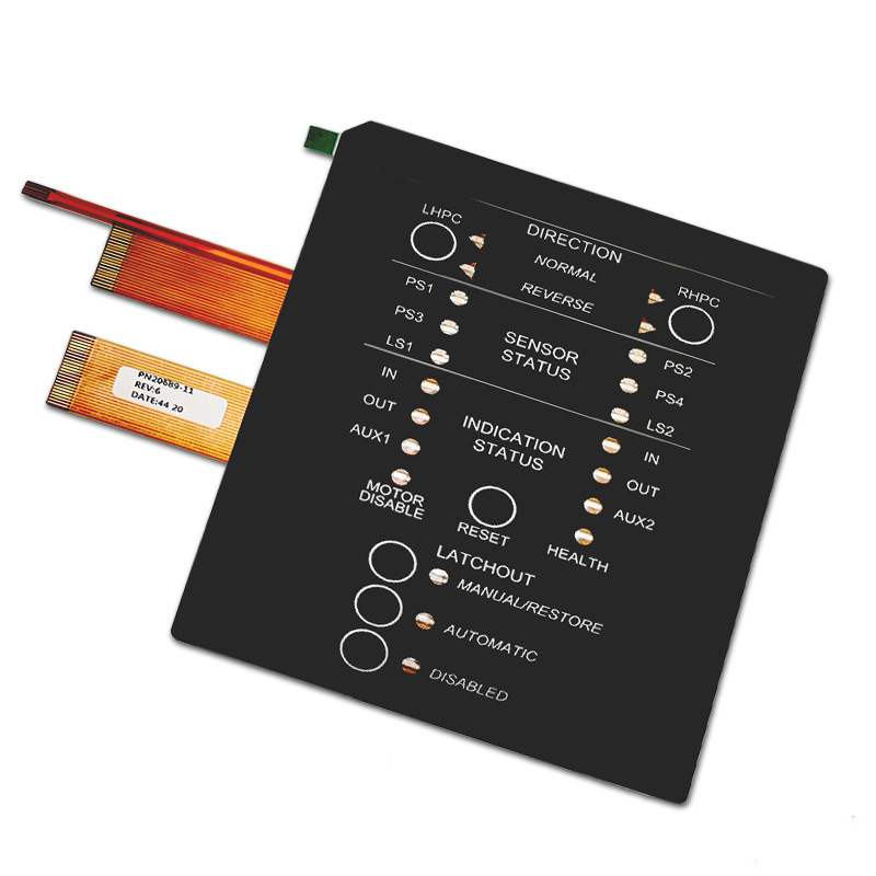 厂家定制工业控制FPC薄膜开关按键控制面板带FPC屏蔽线路LED阵型