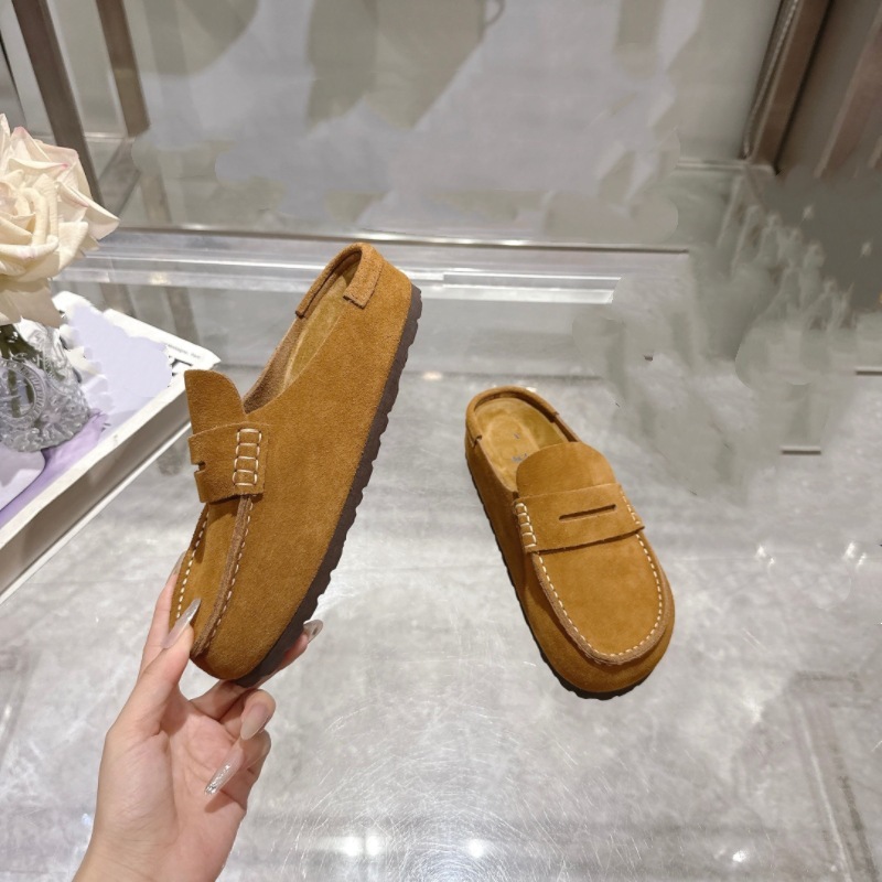 情侣款男款女款真皮女士套脚乐福鞋豆豆鞋一脚蹬懒人鞋潮凉鞋拖鞋|undefined