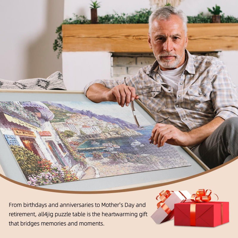 Rompecabezas giratorio inclinado dos en uno transfronterizo tablero de madera rompecabezas rompecabezas para niños adultos mesa de rompecabezas portátil