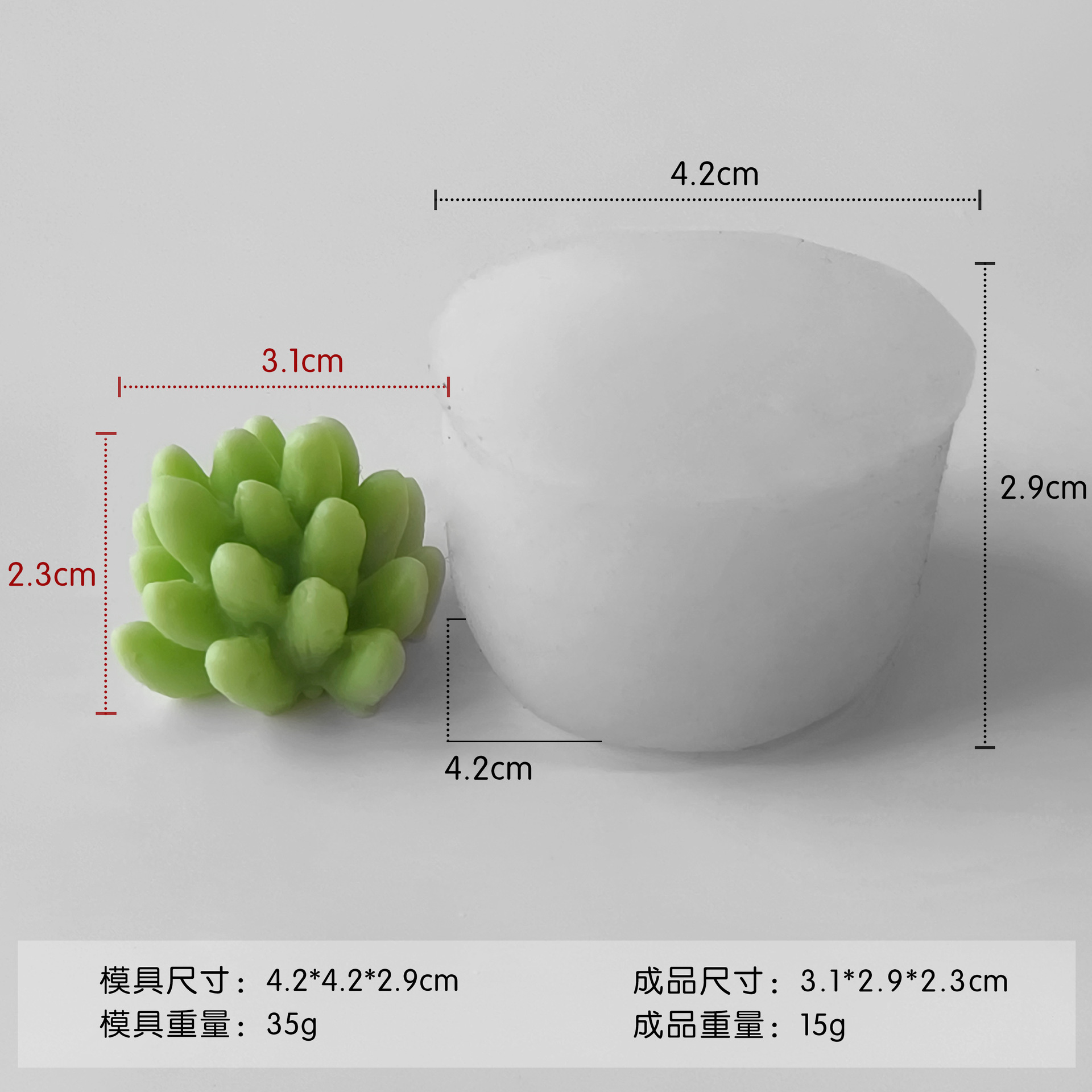 Molde de silicona de aromaterapia de cactus, taza hecha a mano, molde de vela suculente de cactus, adornos de resina de epoxi de bricolaje