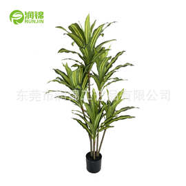 亚马逊热销仿真巴西铁盆栽室内家居装饰客厅摆件跨境金心大巴西铁