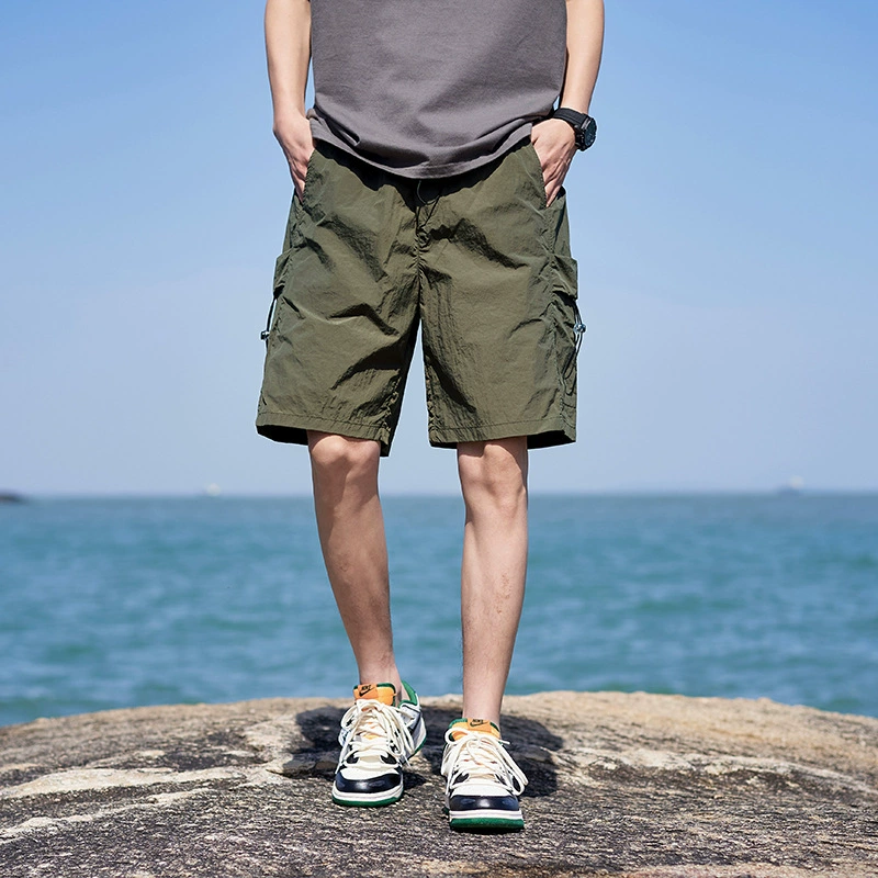 Американские шорты с ледяной шелк для мужчин летом тонкие средние брюки повседневные носки свободные комбинезоны спортивные бег укороченные брюки