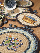 批发手工黄麻编织杯垫餐桌垫隔热垫子盘子垫美式复古蓝莓创意餐垫