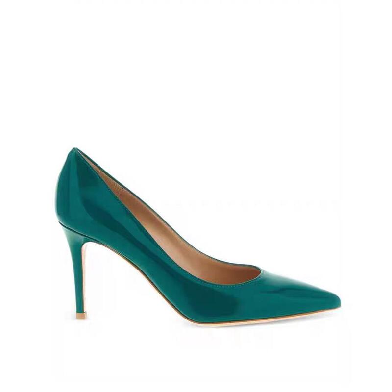 Cross-Border Foreign Trade Fashion High-Heeled Comfortable Slim-Fit Sea Blue 35-48 Extra Large Size Shallow Mouth Single Shoes