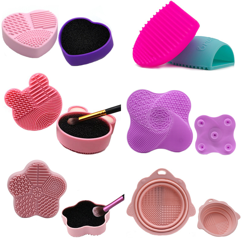 化妆刷美妆蛋清洁垫美妆工具洗刷垫化妆刷清洗盒 折叠硅胶洗刷碗