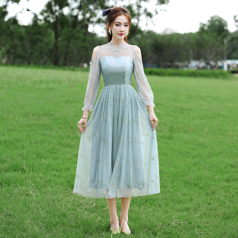 Серо-зеленый (круглый вырез B, длинные рукава) 005