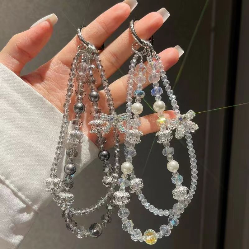 高级感水晶手机链条爱心水钻双链挂饰手机壳挂绳钥匙扣包挂件防丢|undefined