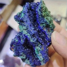天然原石原矿蓝铜矿孔雀石共生石矿物标本小摆件地质教学科普收藏