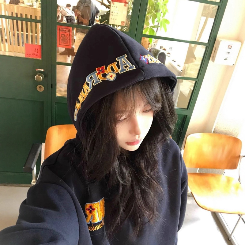 Letter Embroidered Hooded Sweatshirt for Women, Oversized, Autumn and Winter High-End Loose Couple's Jacket, Thin Style for Spring and Autumn Letter Embroidered Hooded Sweatshirt for Women, Oversized, Autumn and Winter High-End Loose Couple's Jacket, Thin Style for Spring and Autumn