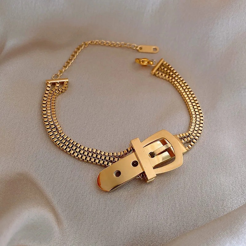 Gold Plated Plating Fashion Geometric Titanium Steel Gold Plated Bracelets 1 Piece