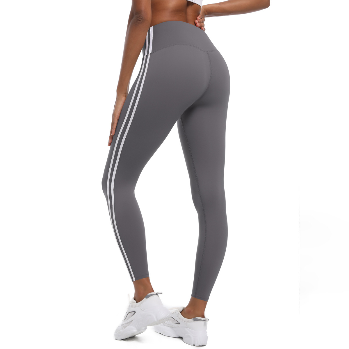 Fitness Sport Style Stripe Nylon Collarless Side Stripe Active Bottoms Leggings display picture 38