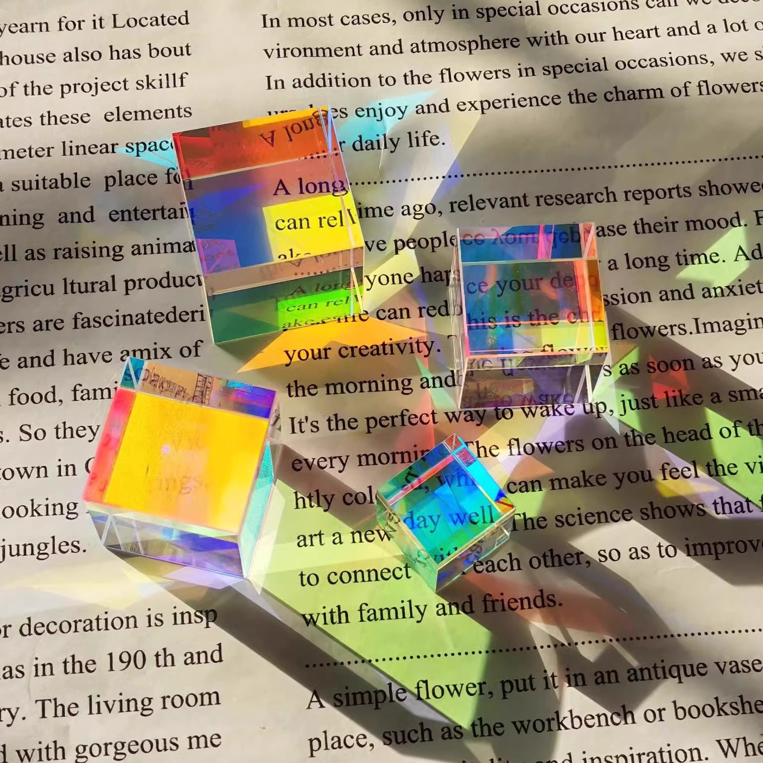 太阳捕手棱光镜光电镀色立方体合色棱镜水晶玻璃摆件礼物水晶石